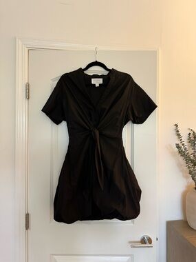Anthropologie Black Tie-Front Bubble Skirt Mini Dress